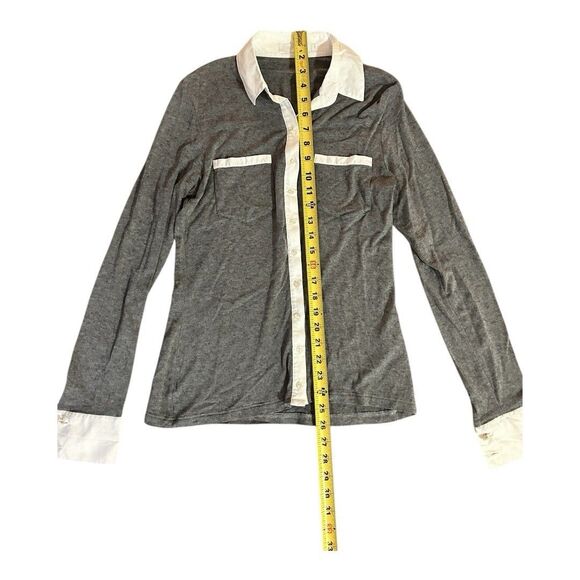 Anne Fontaine Gray and White Long Sleeve Button Down - Picture 5 of 8